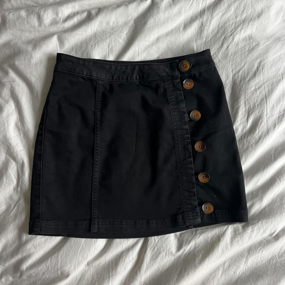 FREE PEOPLE Black Denim Miniskirt Size 6